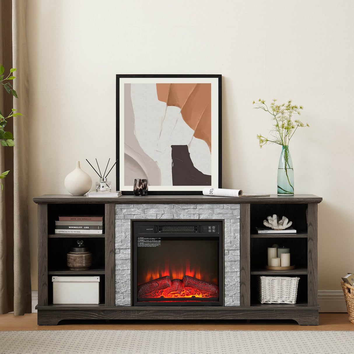 Electric Fireplace TV Media Stand With Storage - Sleep Galleria