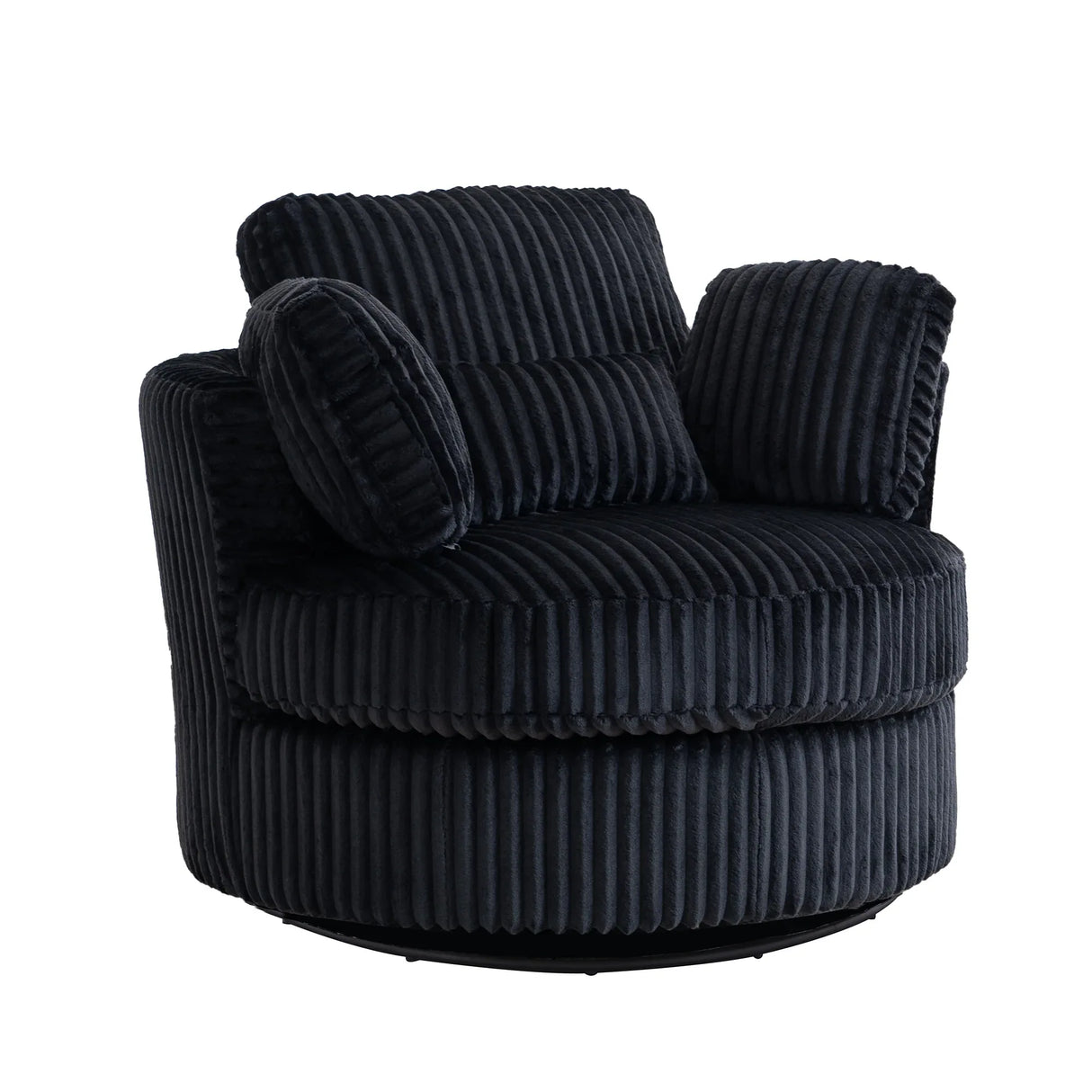 360-Degree Swivel Plush Corduroy Accent Chair With Pillows - Omega Lifestyles