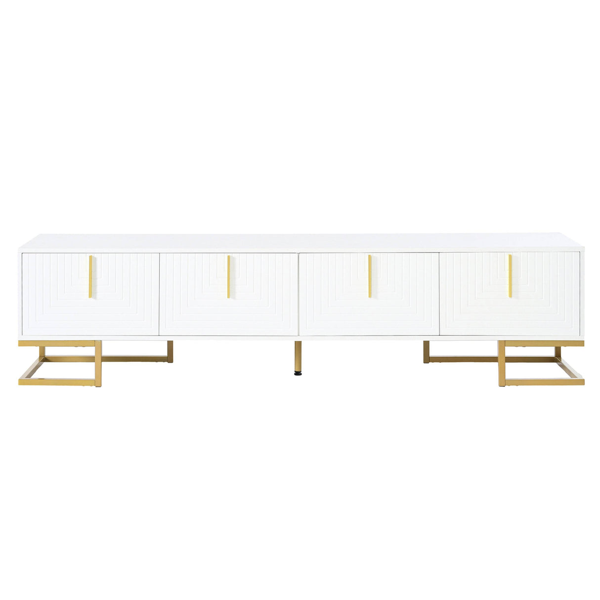 Modern White Gold Metal Legs TV Stand With Cabinets - Sleep Galleria