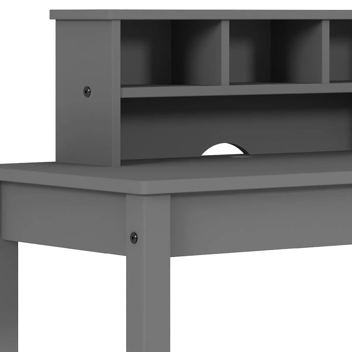 Gray Wood Rectangular Writing Desk With Hutch Storage - Omega Lifestyles