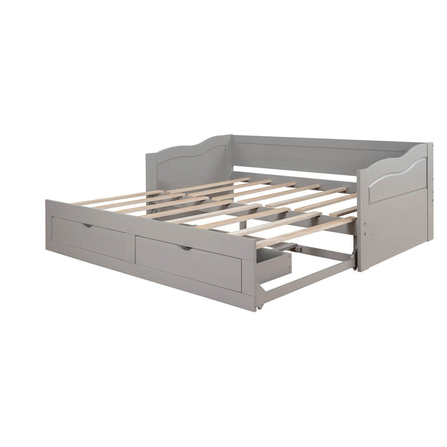 Extendable Solid Wood Twin Daybed With Trundle Drawers - Omega Lifestyles