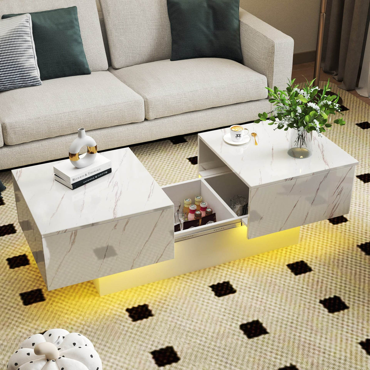 Extendable Sliding Top Coffee Table With Hidden Storage - Sleep Galleria