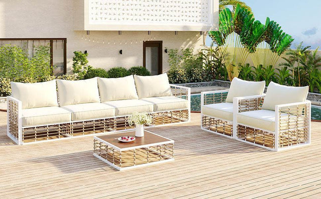 7-Piece Outdoor Metal Frame Sectional Sofa Set - Omega Lifestyles
