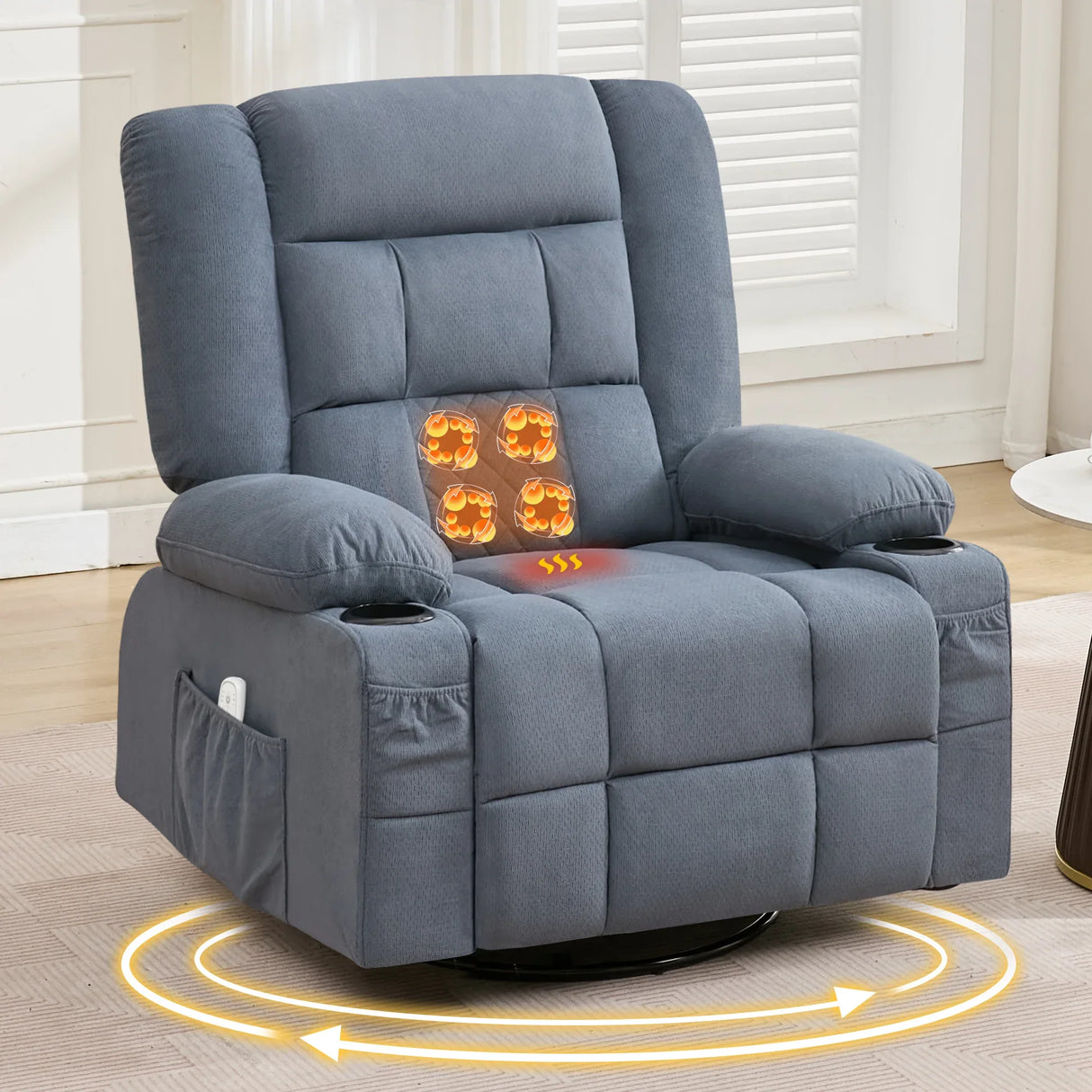 3D Kneading Heated Rocker Recliner Chair With USB Port - Omega Lifestyles