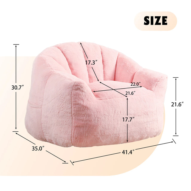 High Density Foam Pink Faux Fur Beanbag Chair - Omega Lifestyles