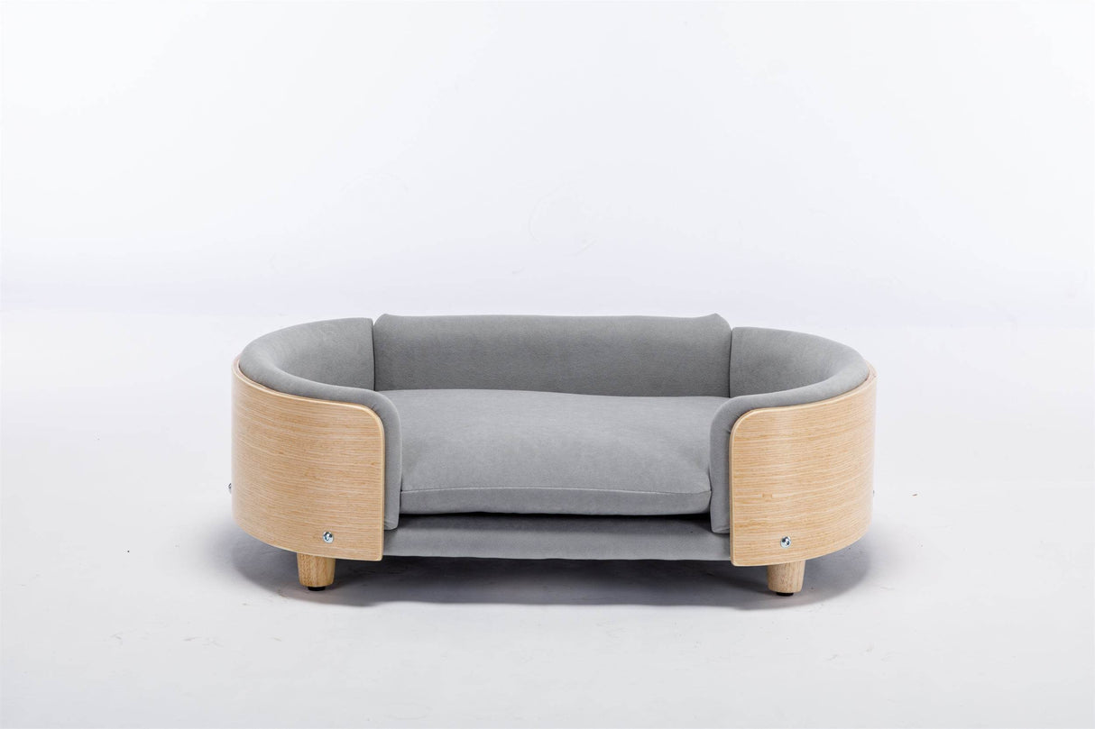 Scandinavian Elevated Large Dog Bed With Velvet Cushion - Sleep Galleria