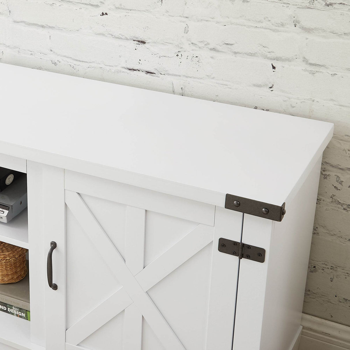 Modern Farmhouse White MDF TV Media Stand Console - Sleep Galleria