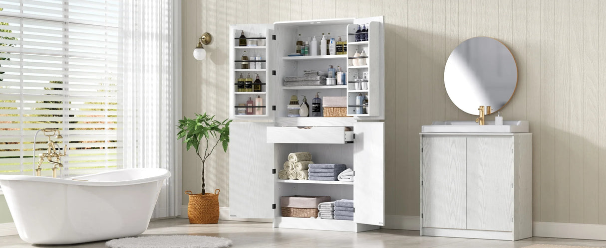Modern Curved Design Kitchen Pantry Cabinet With Drawer - Omega Lifestyles