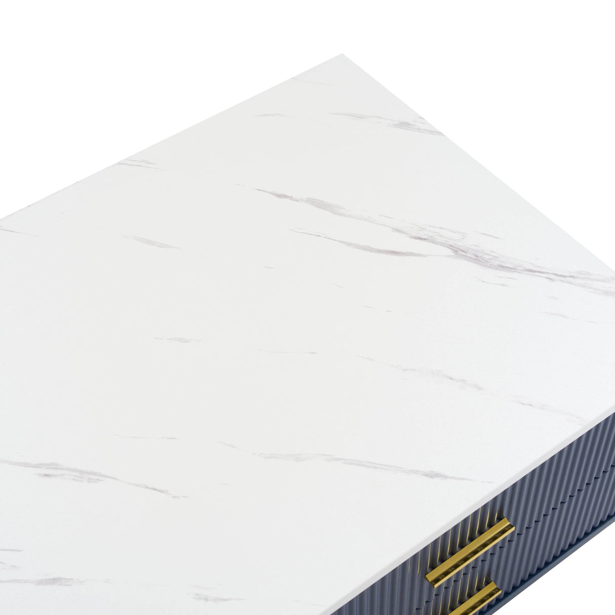 Modern Navy Blue MDF Coffee Table With Drawers Lighting - Sleep Galleria