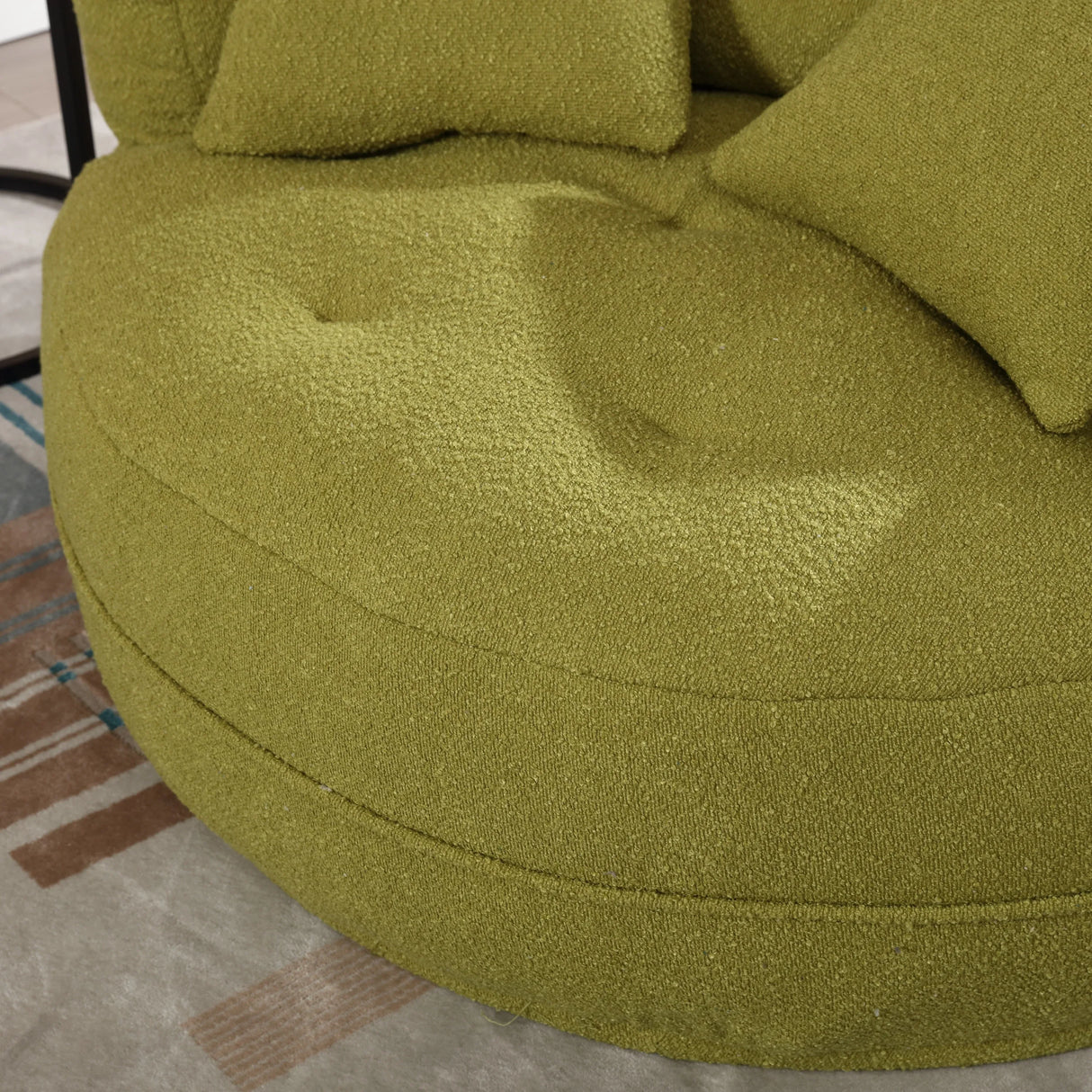Modern Chenille Circular Sponge Sofa With Throw Pillows - Omega Lifestyles
