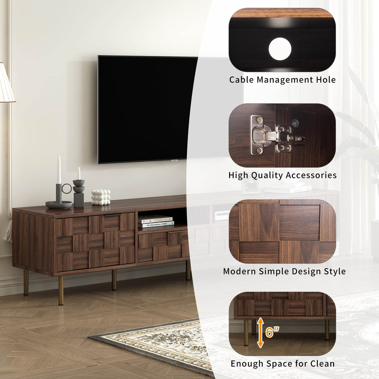 Mid Century Modern TV Stand With Storage Drawers - Sleep Galleria