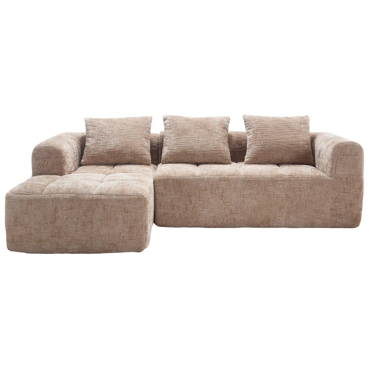 Chenille Modular 3-Seat Sectional Sofa With Side Pockets - Omega Lifestyles