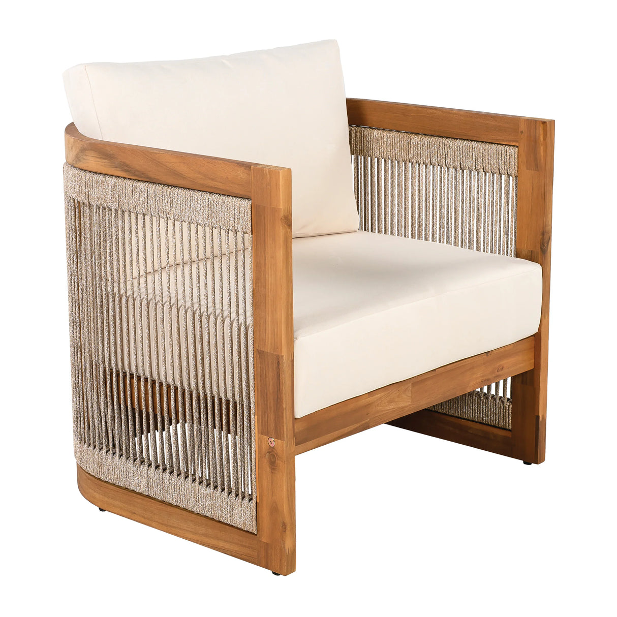 Premium Acacia Wood Outdoor Tub Club Chair With Cushions - Omega Lifestyles