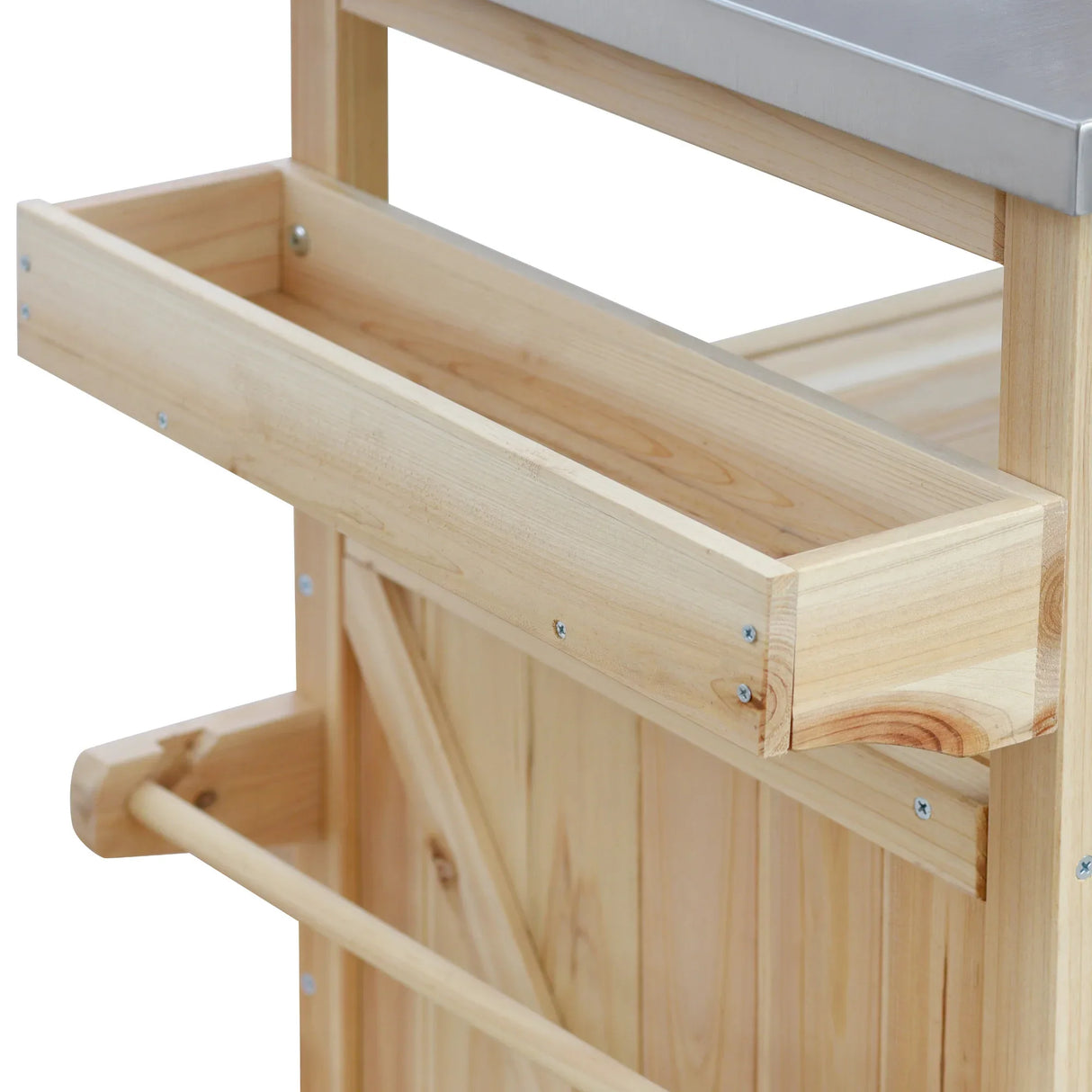 Farmhouse Solid Fir Wood Outdoor Kitchen Island Cart - Omega Lifestyles