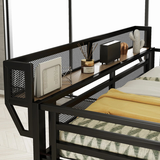 Full Metal Full Size Loft Bed With Desk Charging Station - Omega Lifestyles