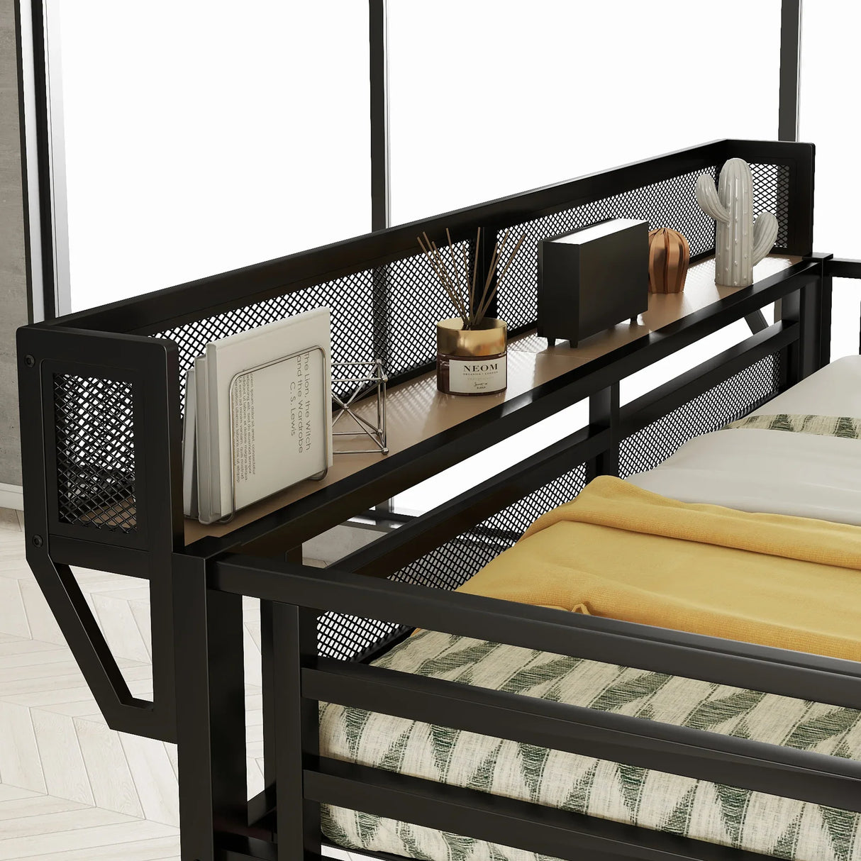 Full Metal Full Size Loft Bed With Desk Charging Station - Omega Lifestyles