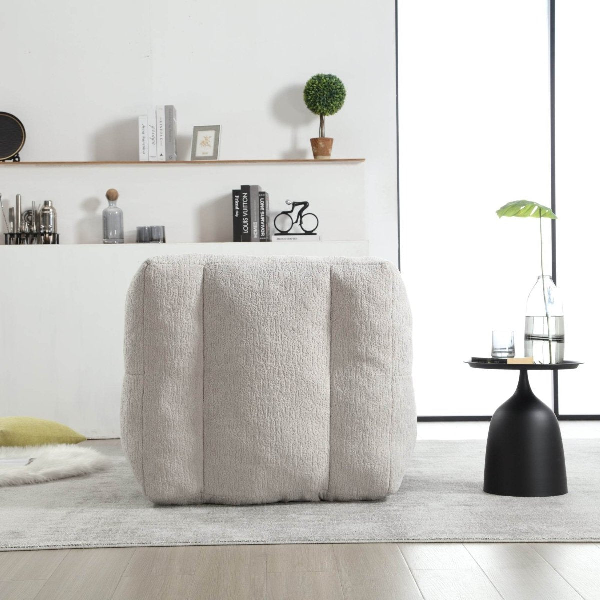 Fluffy Velvet Bean Bag Chair With Ottoman - Sleep Galleria