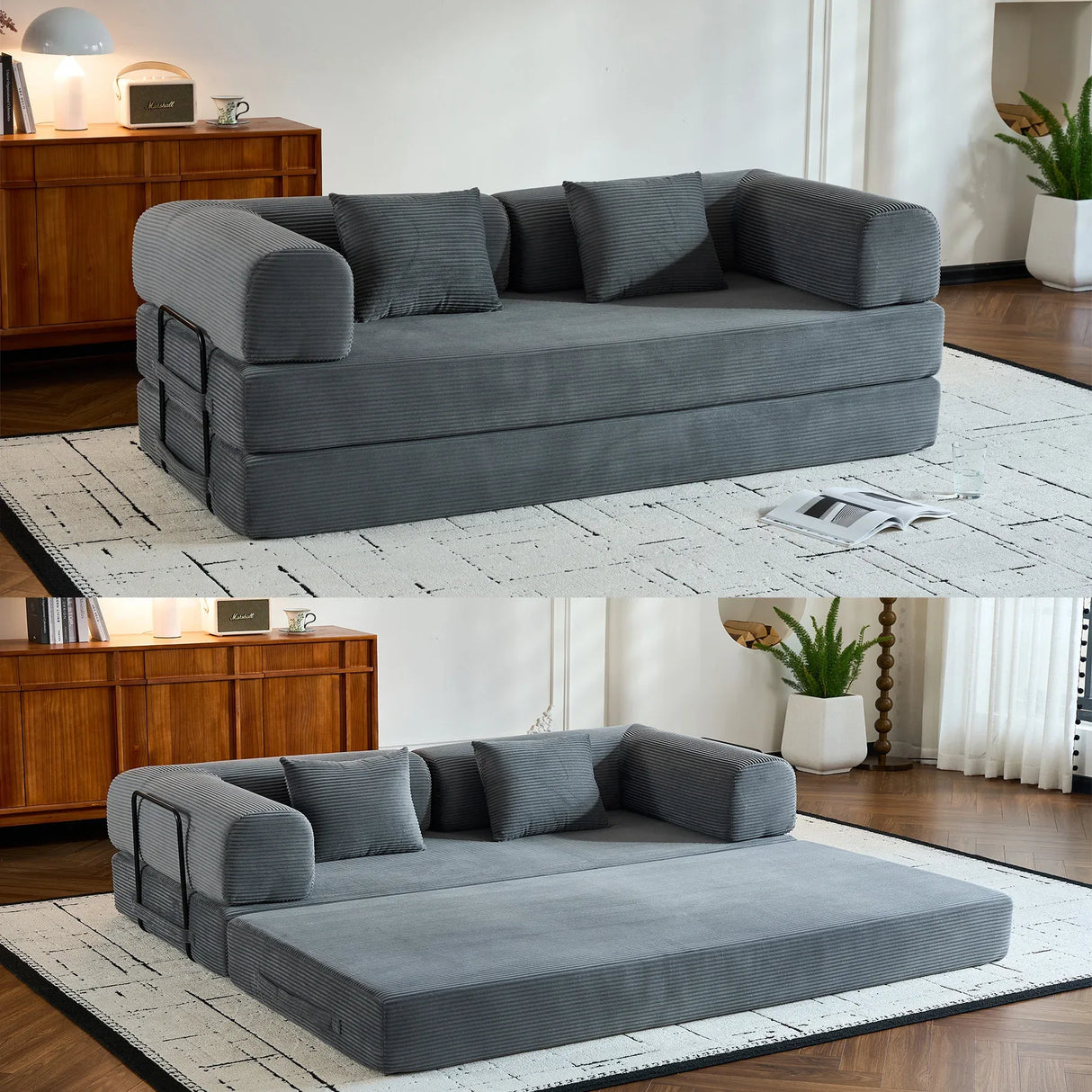 Convertible Corduroy 4-in-1 Folding Sleeper Sofa Bed - Omega Lifestyles