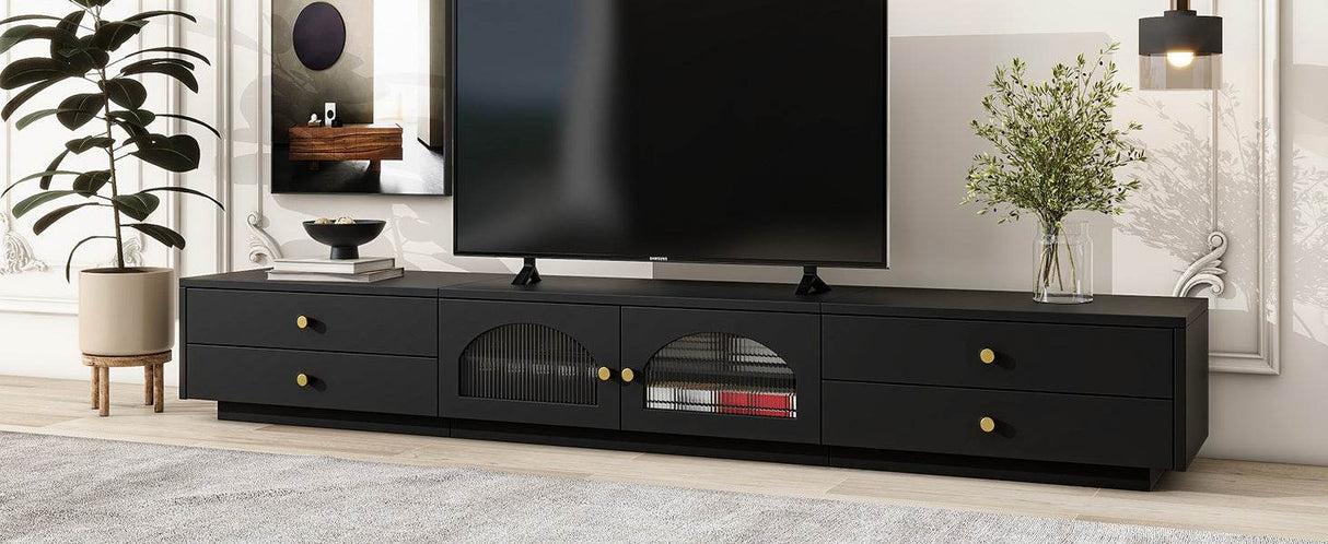 Modern Black Particle Board TV Stand With Storage - Sleep Galleria