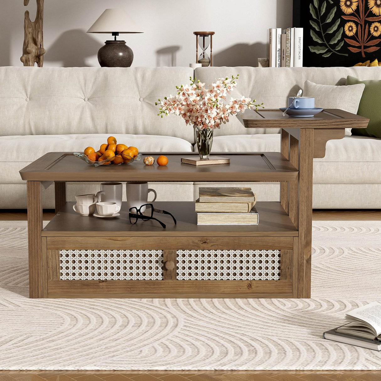 Modern Dark Brown MDF Coffee Table With Storage Drawer - Sleep Galleria