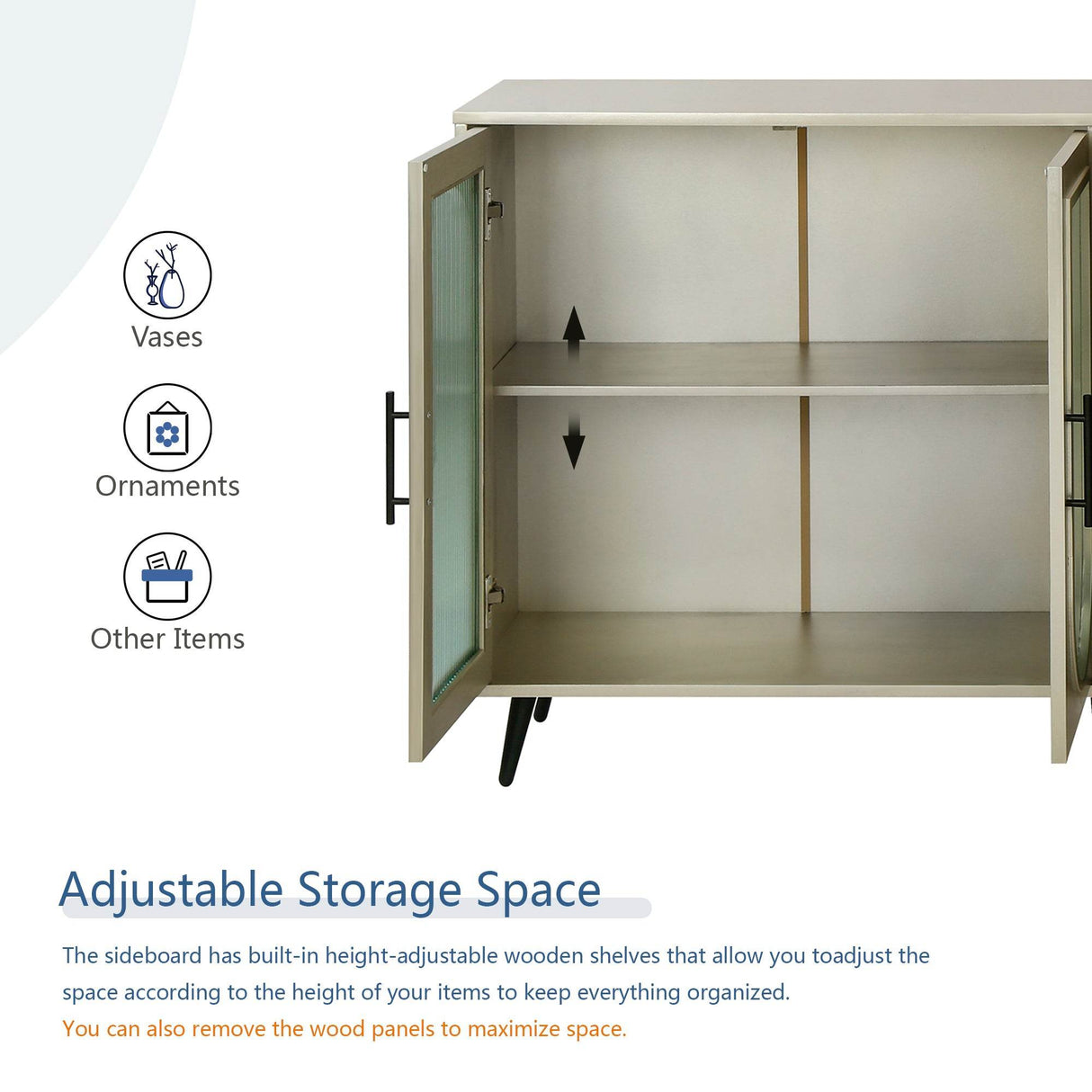 Antique Gold Wood TV Stand With Storage Cabinet - Sleep Galleria