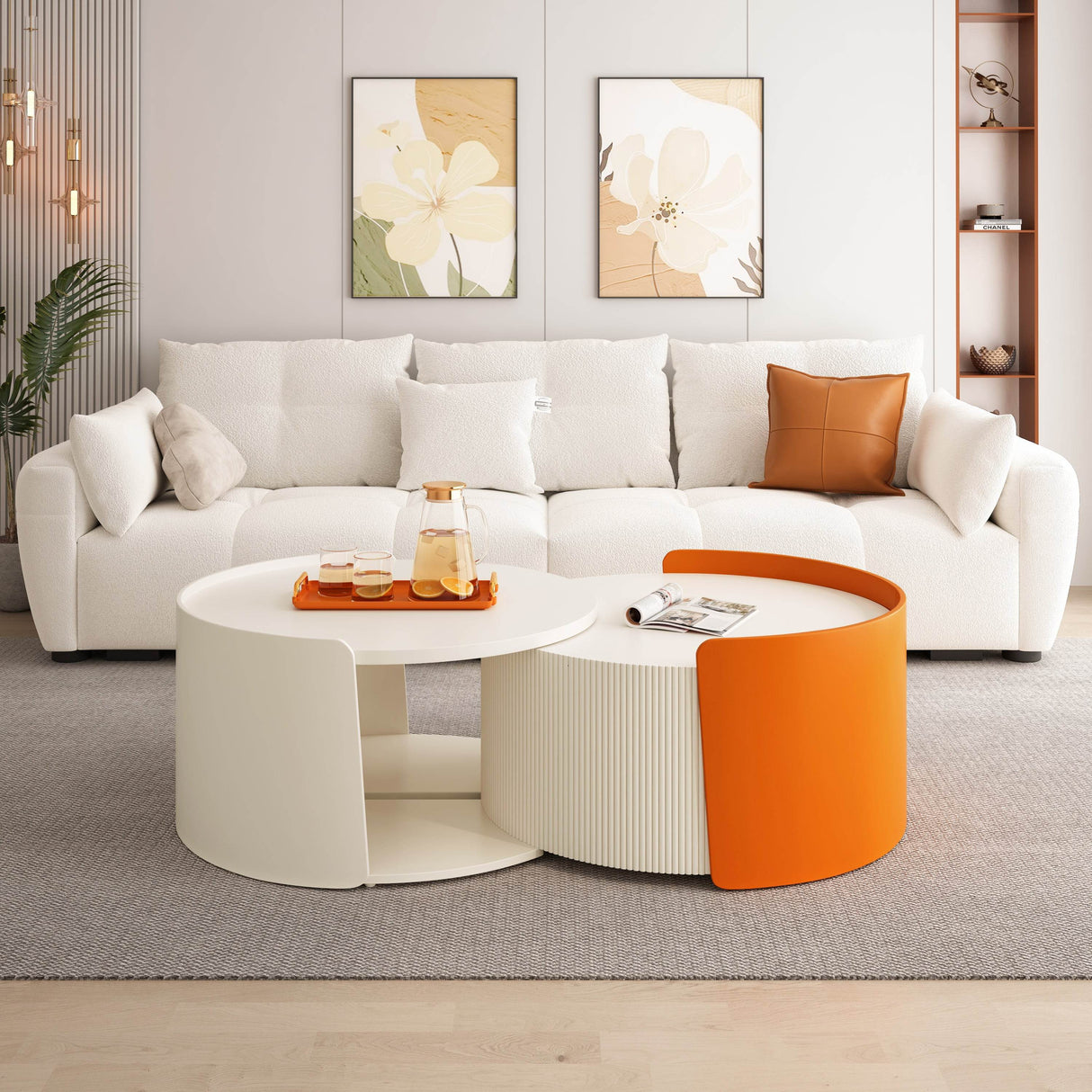 Modern Round MDF Nesting Coffee Table With Storage - Sleep Galleria