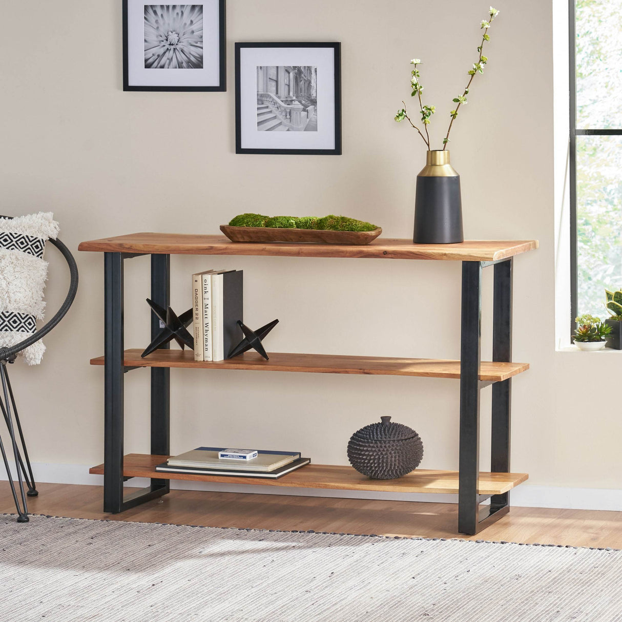 Handcrafted Modern Industrial MDF Metal Media Console Table - Sleep Galleria