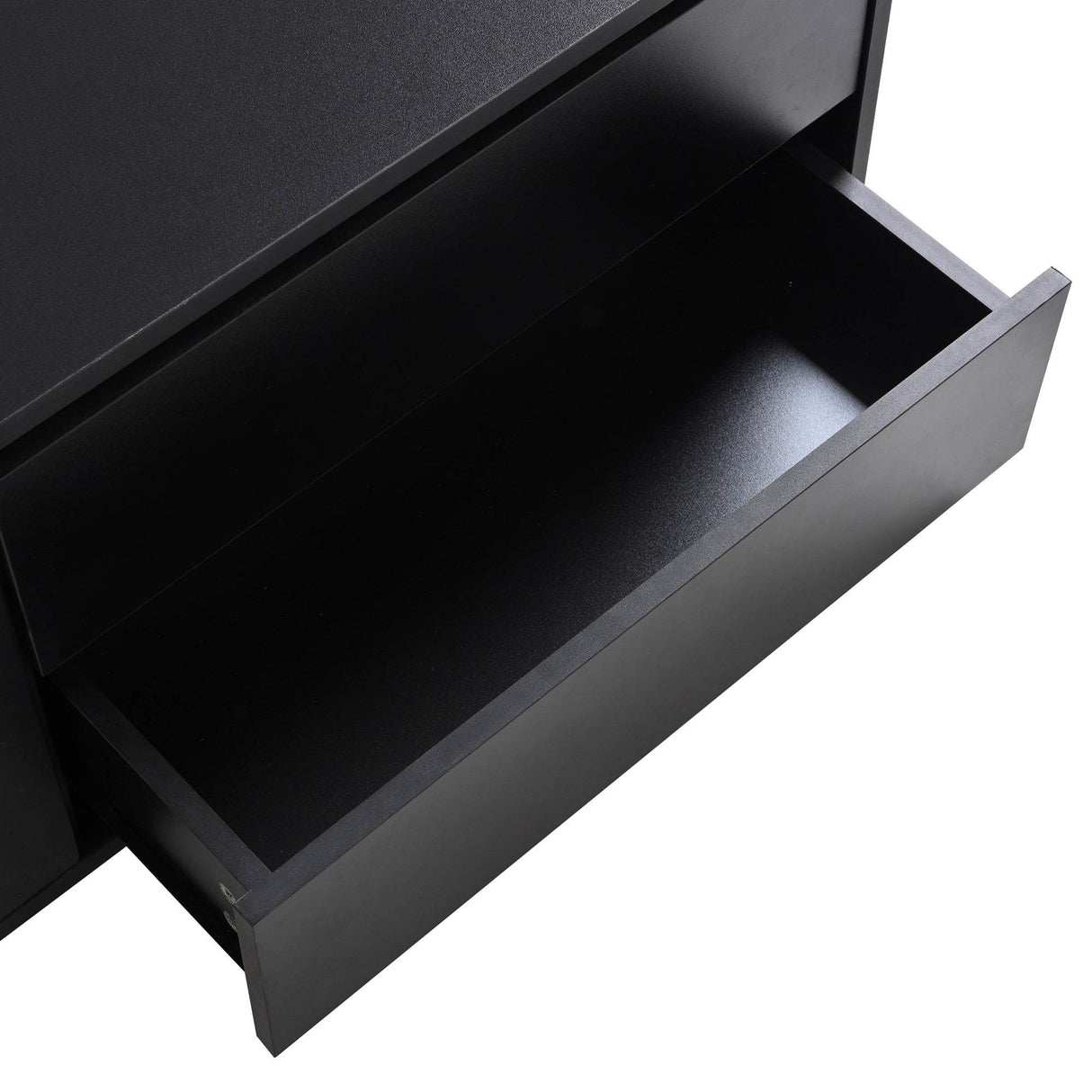 Modern Black TV Stand With LED Light And Storage - Sleep Galleria