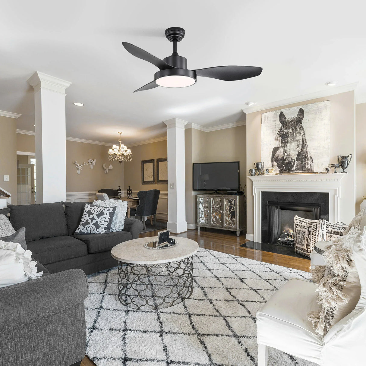 47-Inch Energy-Efficient Remote Control Ceiling Fan With Light - Omega Lifestyles