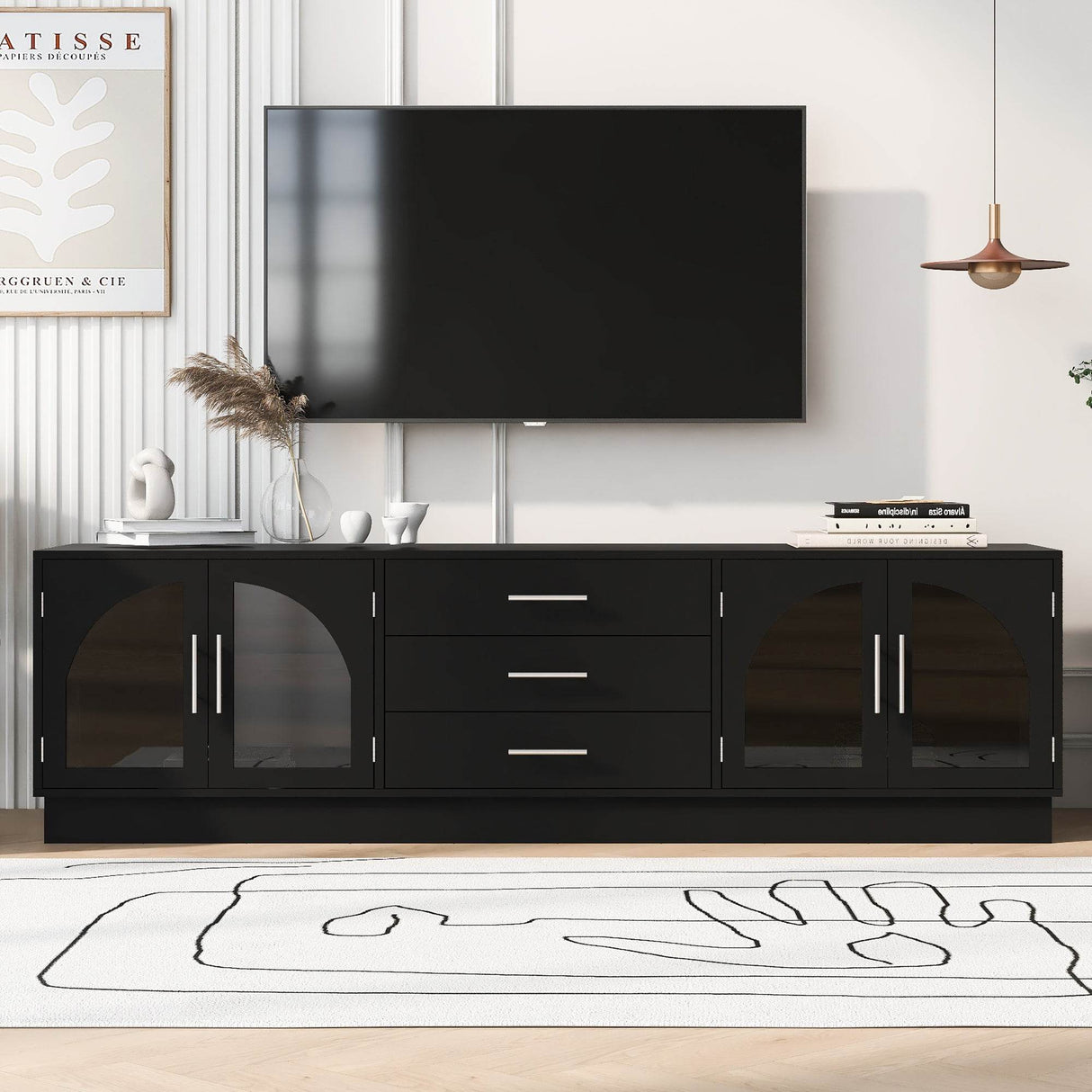 Modern Minimalist Black MDF TV Stand With Storage - Sleep Galleria