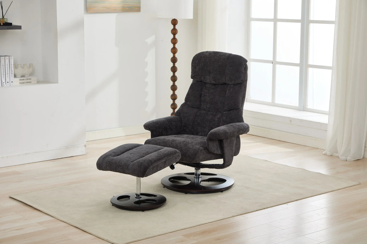 Modern Chenille Recliner Chair With Ottoman And Massage - Omega Lifestyles