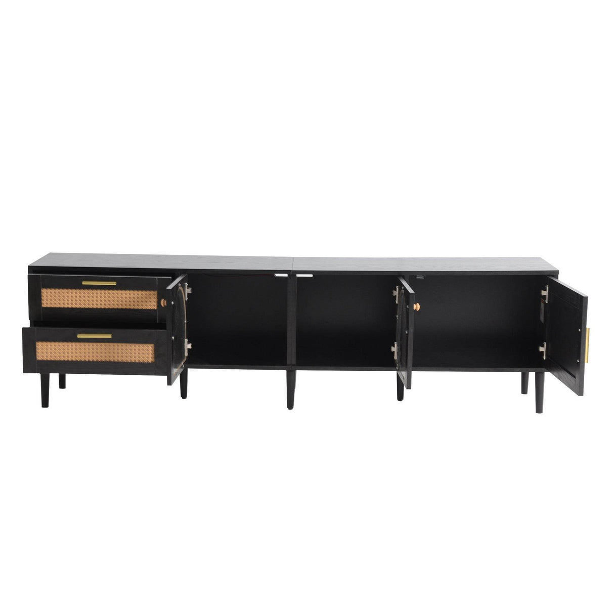 Modern Rattan-Inspired TV Stand With Storage Cabinets - Sleep Galleria