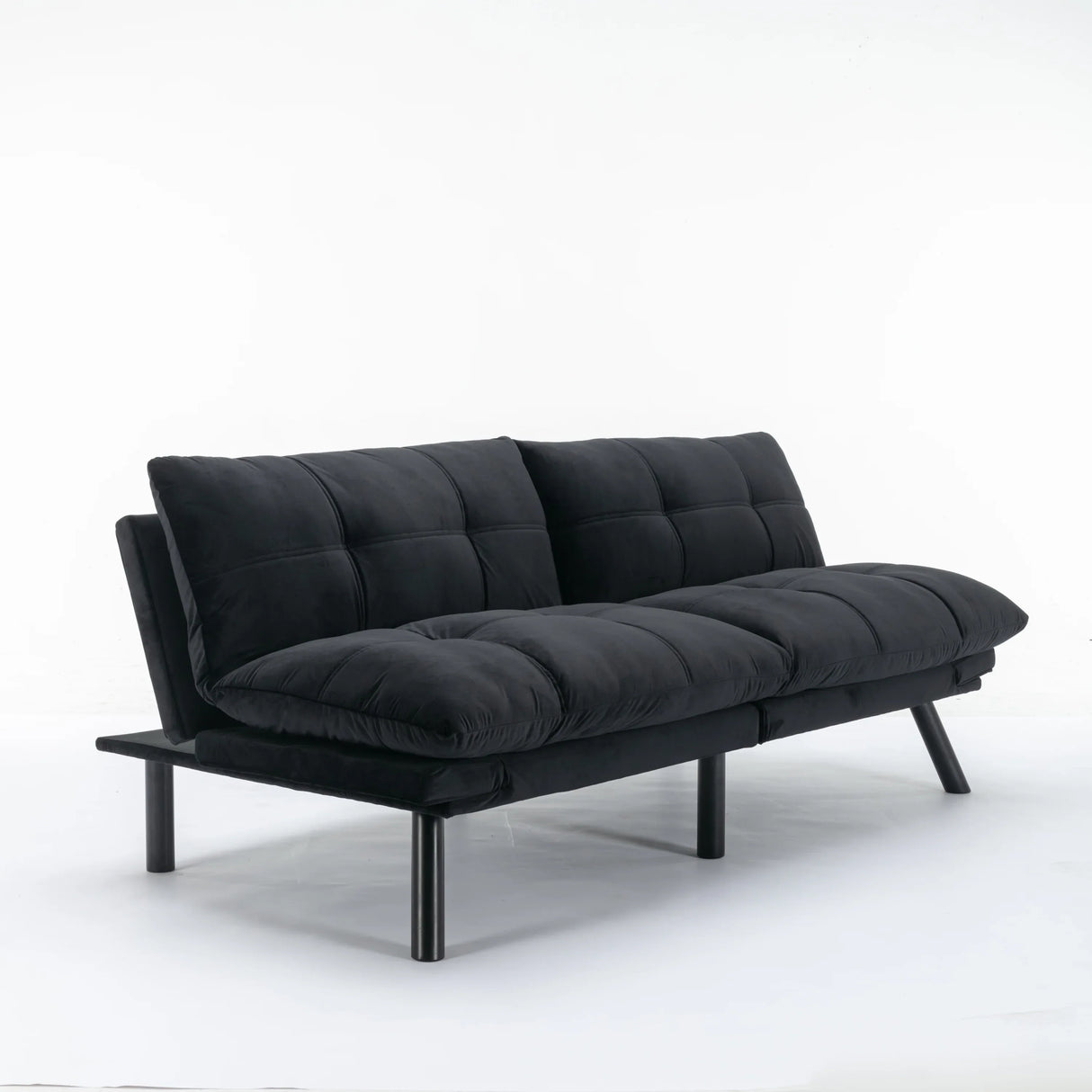 Black Upholstered Convertible Twin Sofa Bed With Foam Cushion - Omega Lifestyles