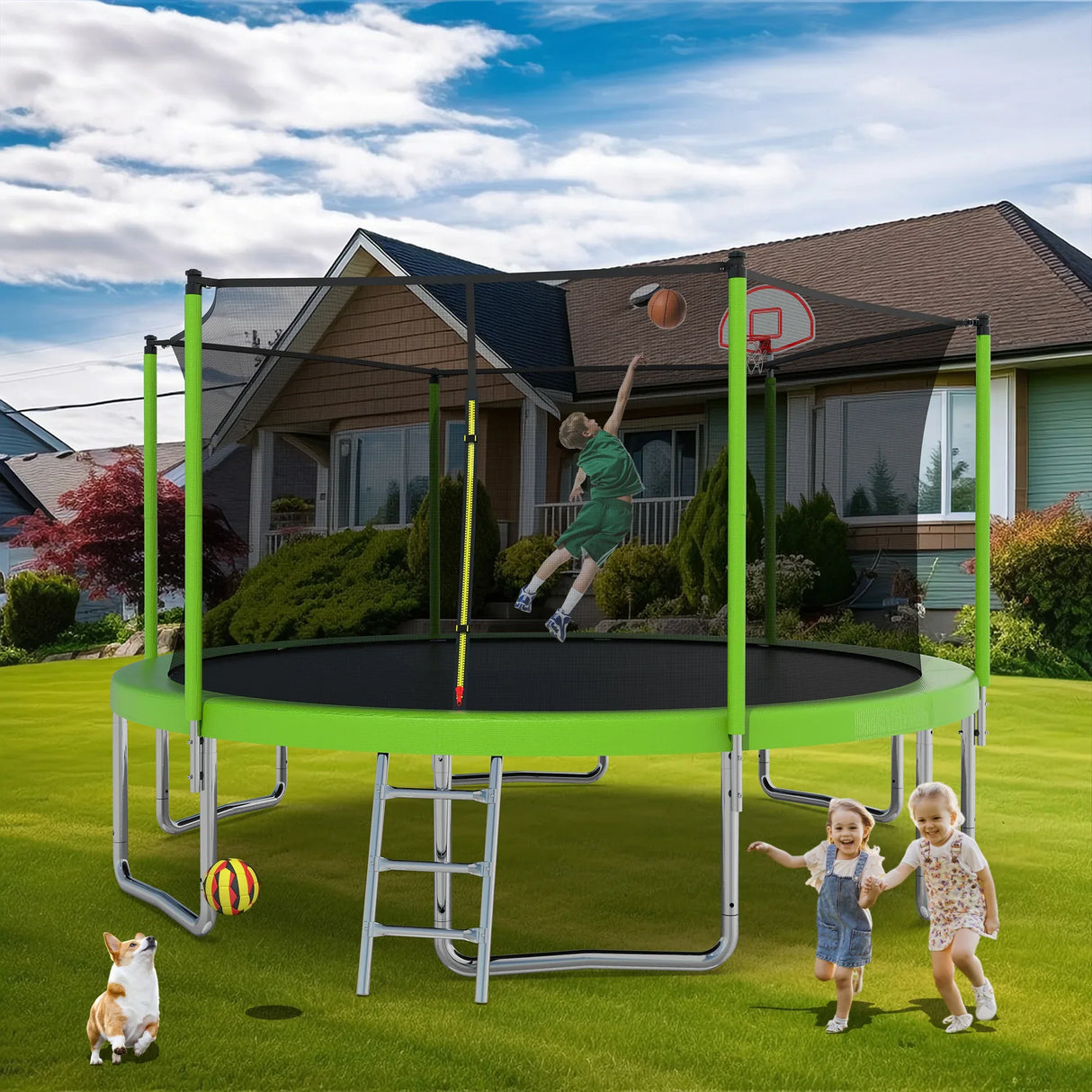 14-Inch Kids Outdoor Safety Enclosure Trampoline - Omega Lifestyles