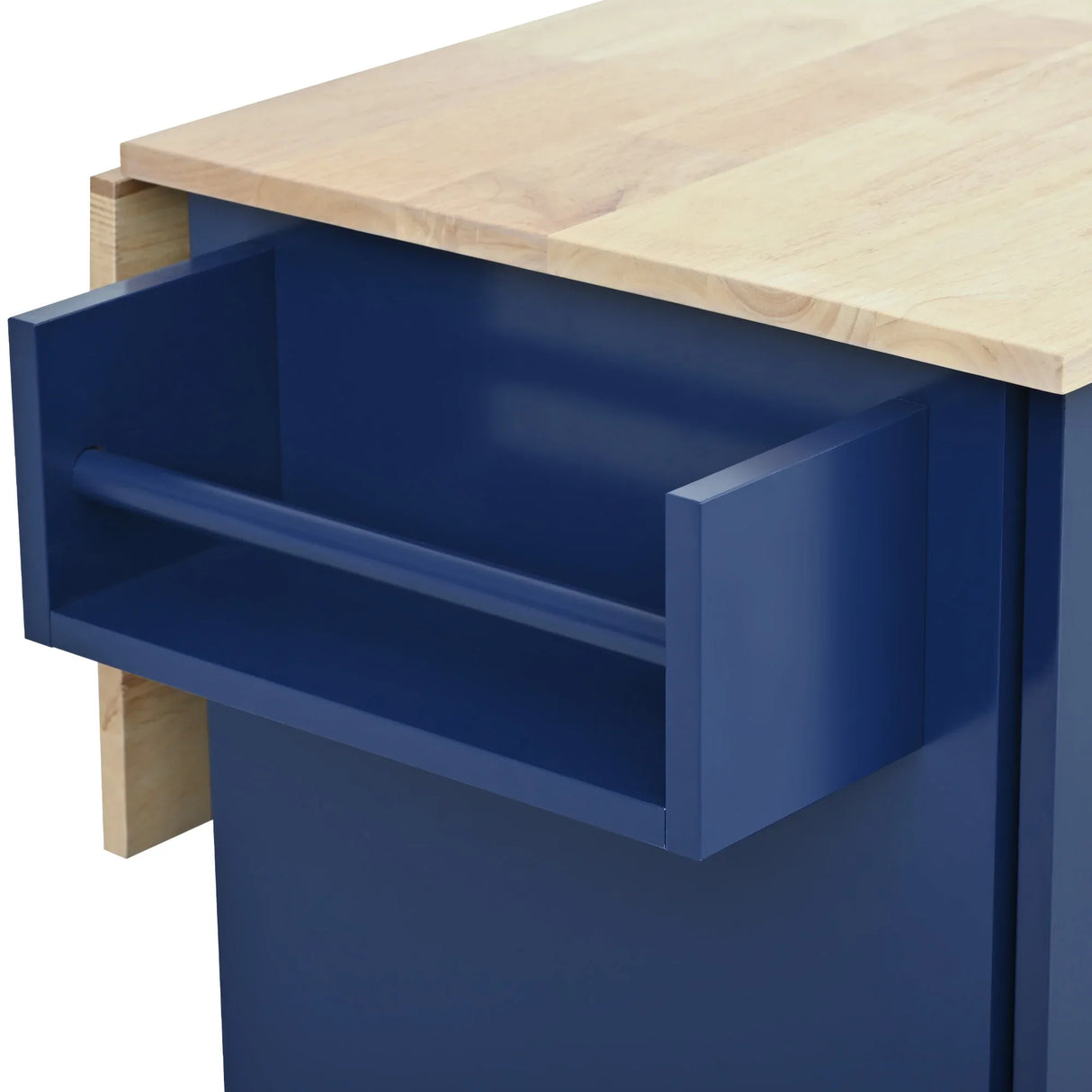 Rolling Mobile Kitchen Island With Solid Wood Top And Storage - Omega Lifestyles