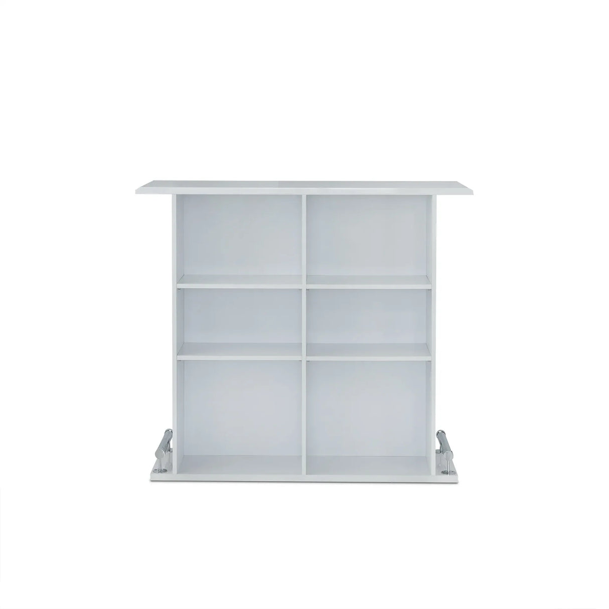 Gloss White High Gloss Finish Bar Table With Storage Compartments - Omega Lifestyles