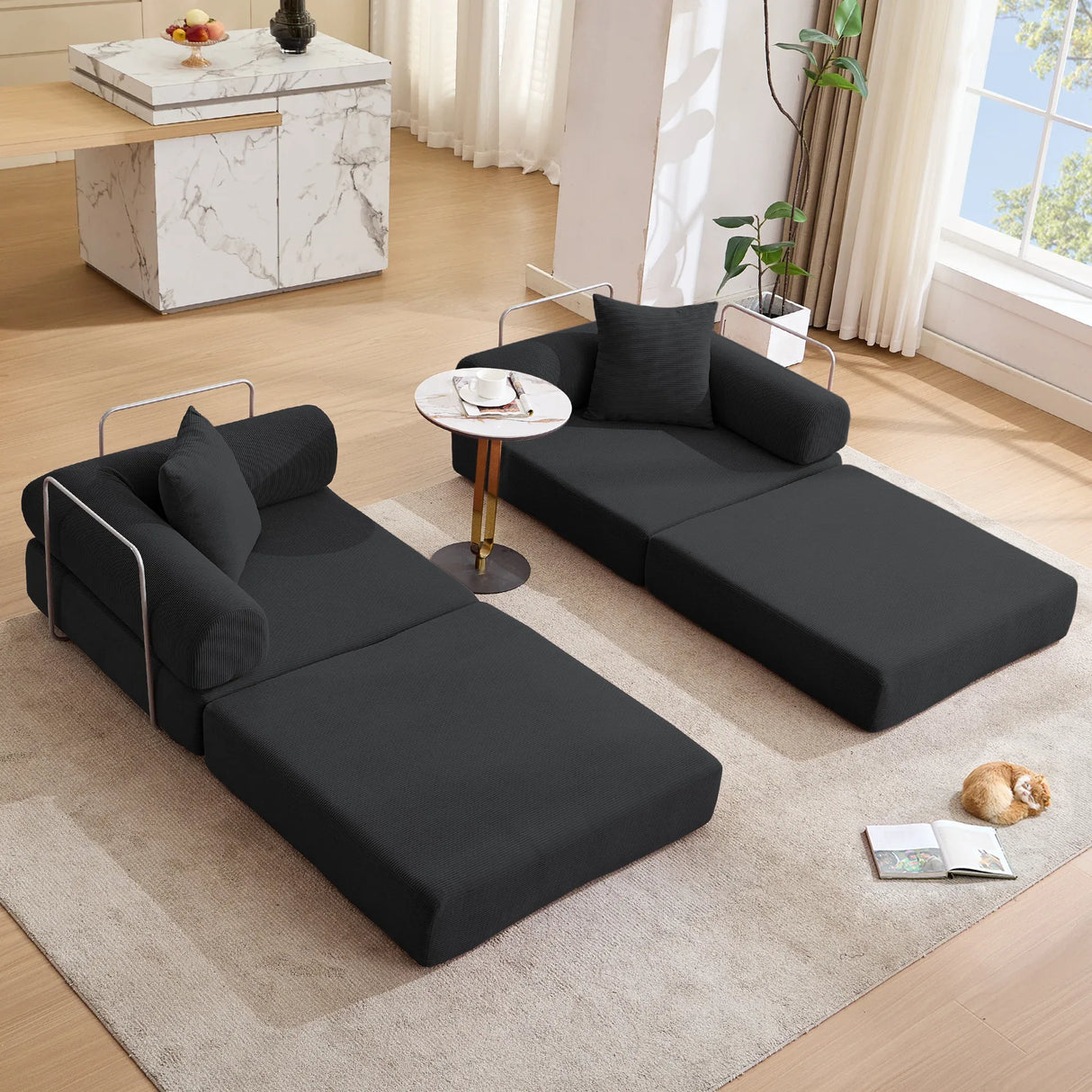 Modular Folding Convertible Corduroy Sofa Bed - Omega Lifestyles