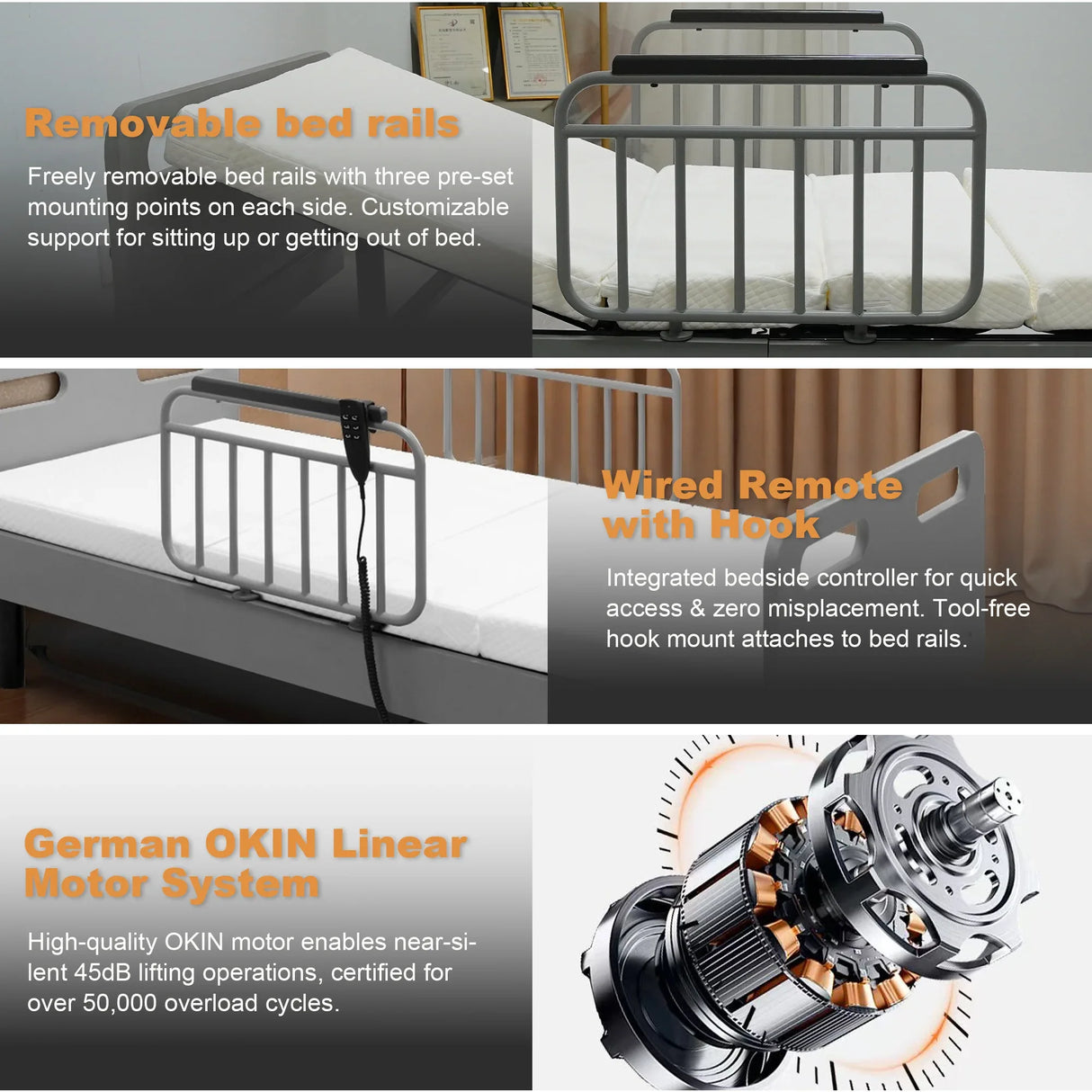 Medium Pressure-Relieving Memory Foam Adjustable Hospital Bed - Omega Lifestyles