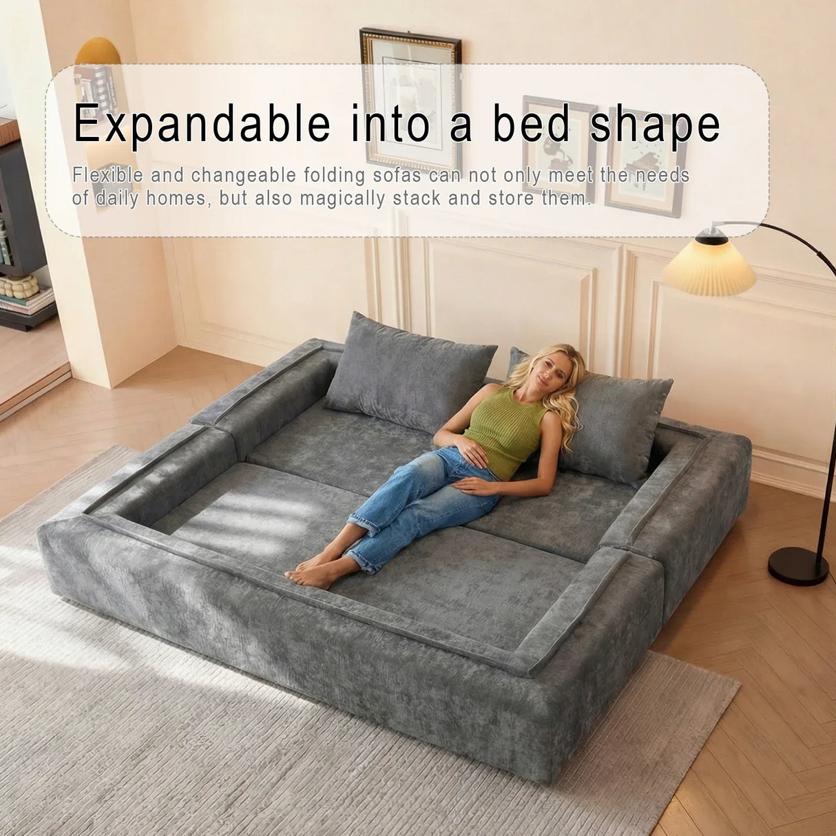 Memory Foam Convertible Sofa Bed With Chenille Upholstery - Omega Lifestyles