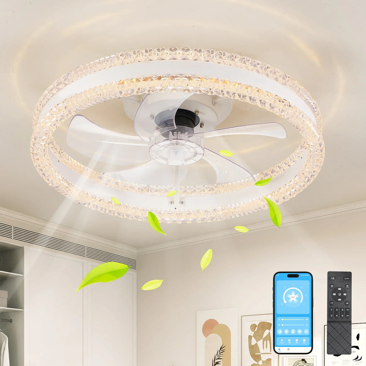 Luxury Double Ring LED Ceiling Fan with Hidden Blades - Omega Lifestyles
