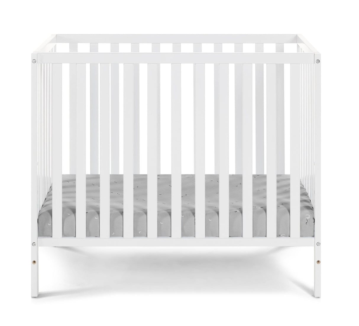 3-in-1 Convertible White Solid Wood Mini Crib With Mattress Pad - Omega Lifestyles