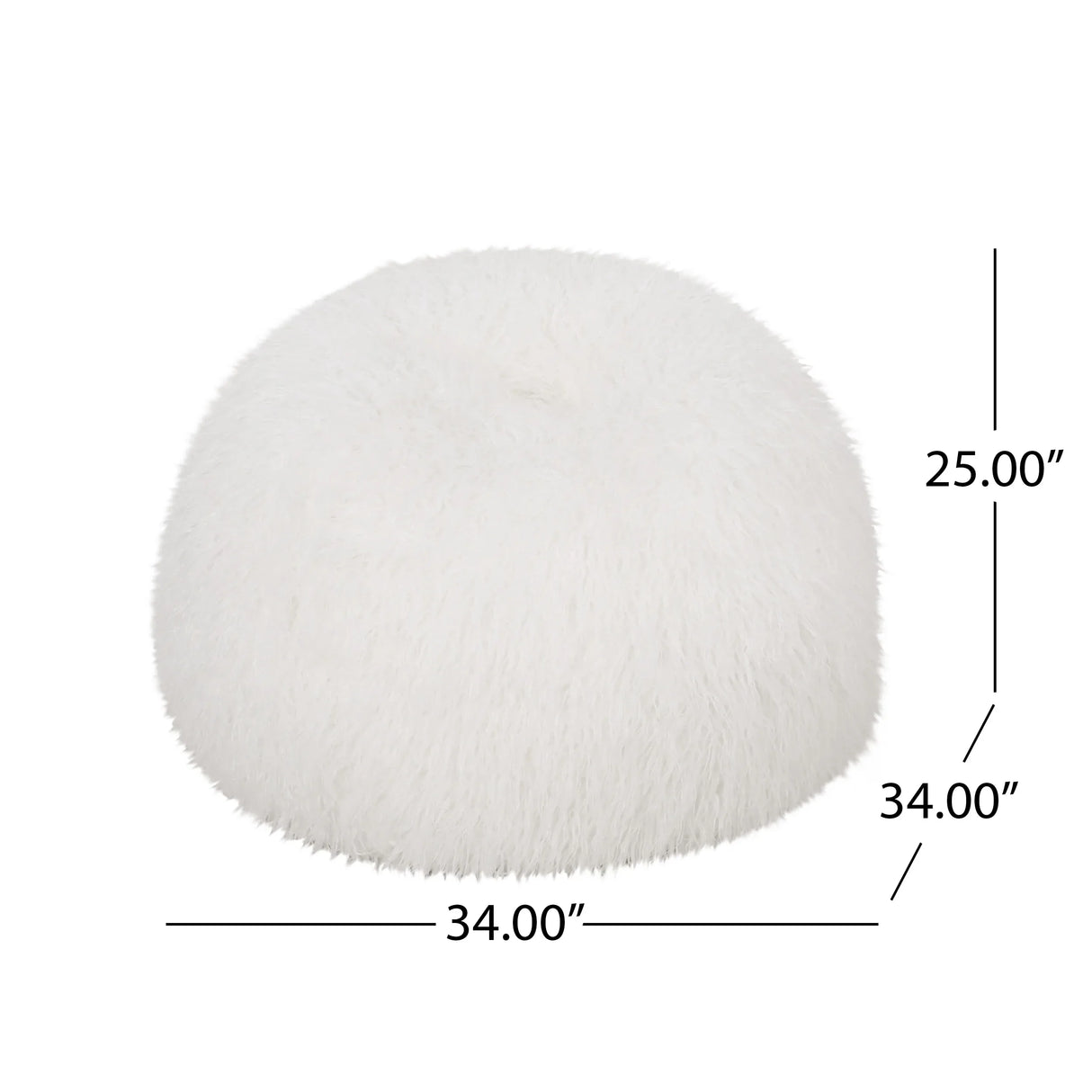 Rounded Faux Fur Foam Filled Bean Bag Chair - Omega Lifestyles