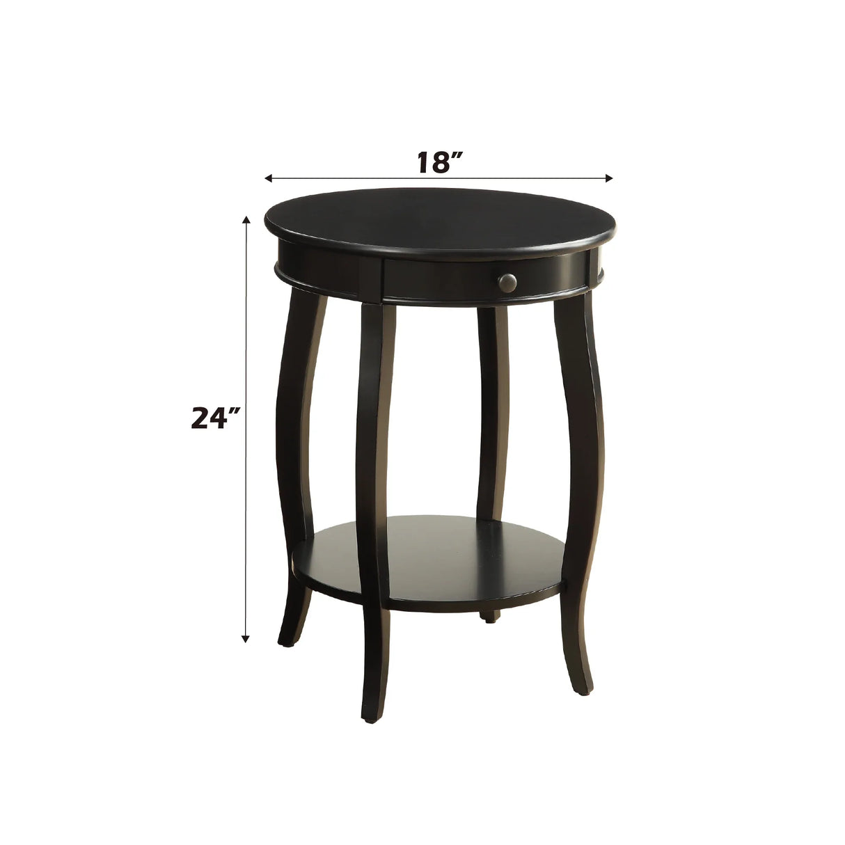Black Synthetic Wood Round Leg Accent Table With Drawer - Omega Lifestyles