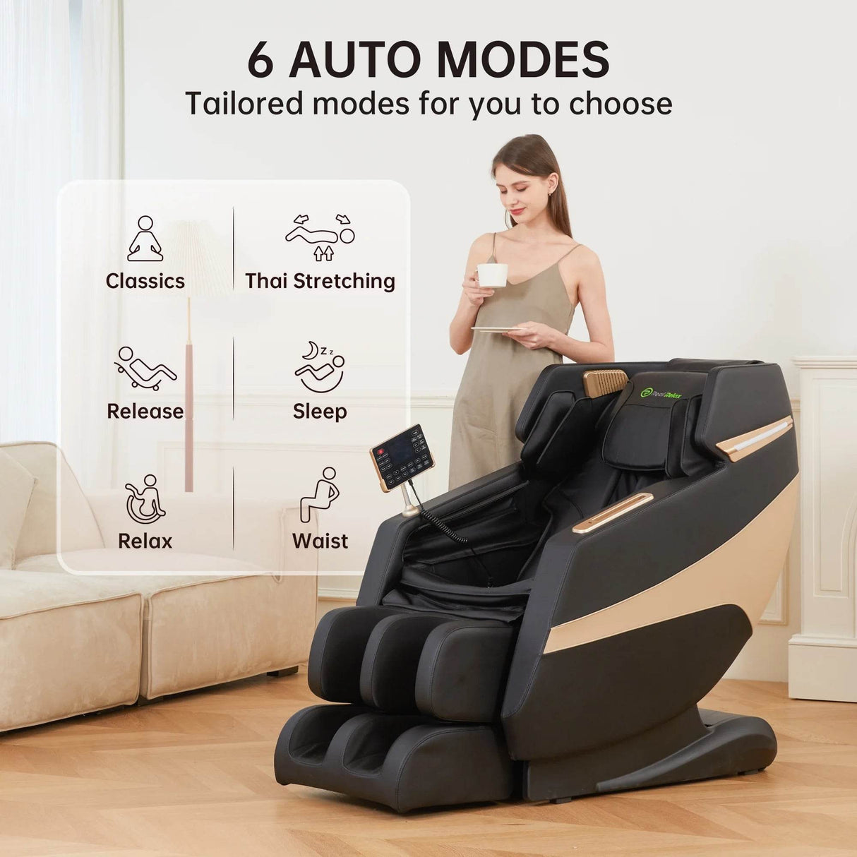 3D Massage Chair, Full Body Zero Gravity Recliner with SL Track, Yoga Stretching, Foot Rollers, Bluetooth, Heating, Black