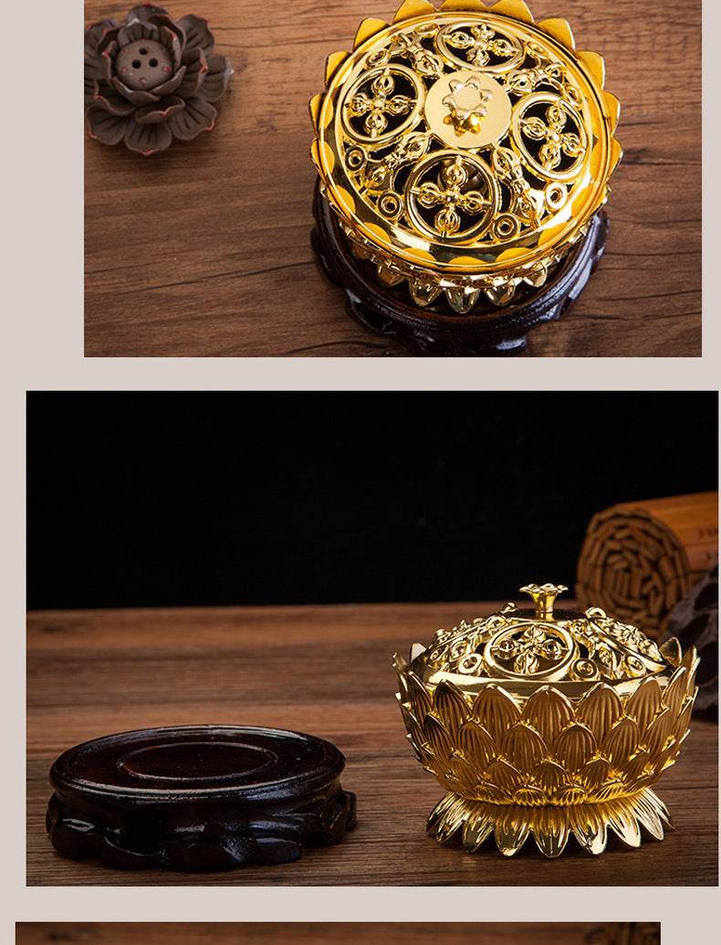 Lotus Brass Aromatherapy Burner With Artistic Trumpet Design - Sleep Galleria