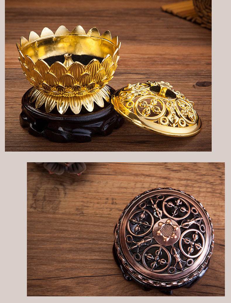 Lotus Brass Aromatherapy Burner With Artistic Trumpet Design - Sleep Galleria