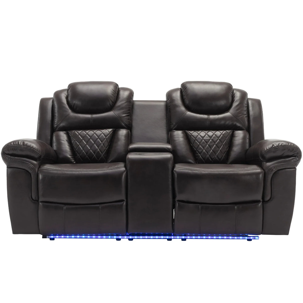 Manual Faux Leather Recliner Chair With Hidden Storage And LED - Omega Lifestyles
