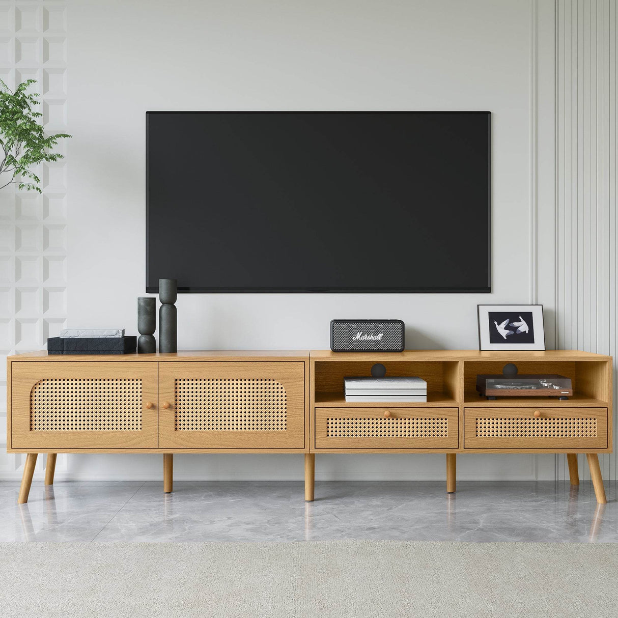 Boho Farmhouse Solid Wood TV Stand Cabinet - Sleep Galleria