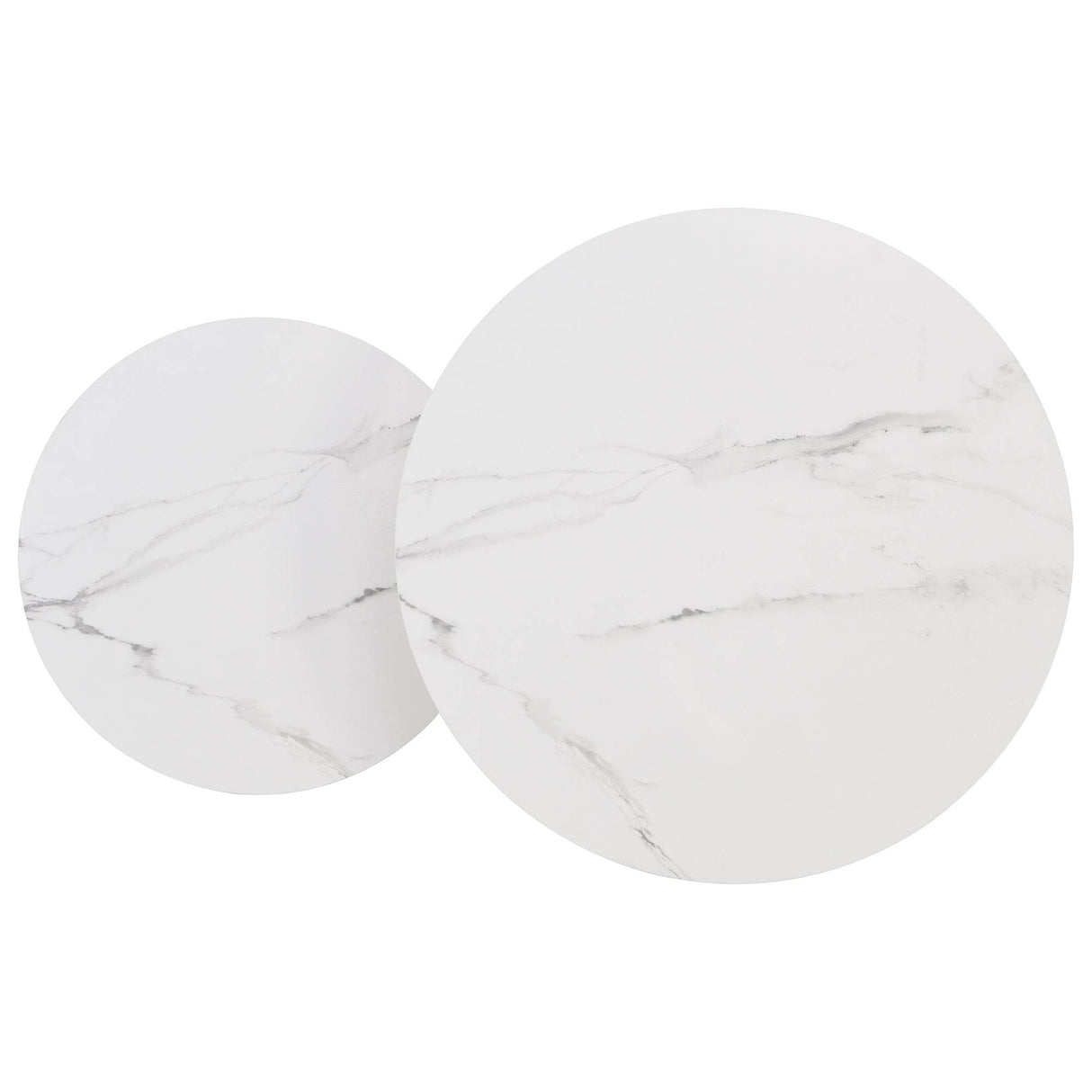 Modern Round Nesting 2-Piece White Marble Coffee Table Set - Sleep Galleria