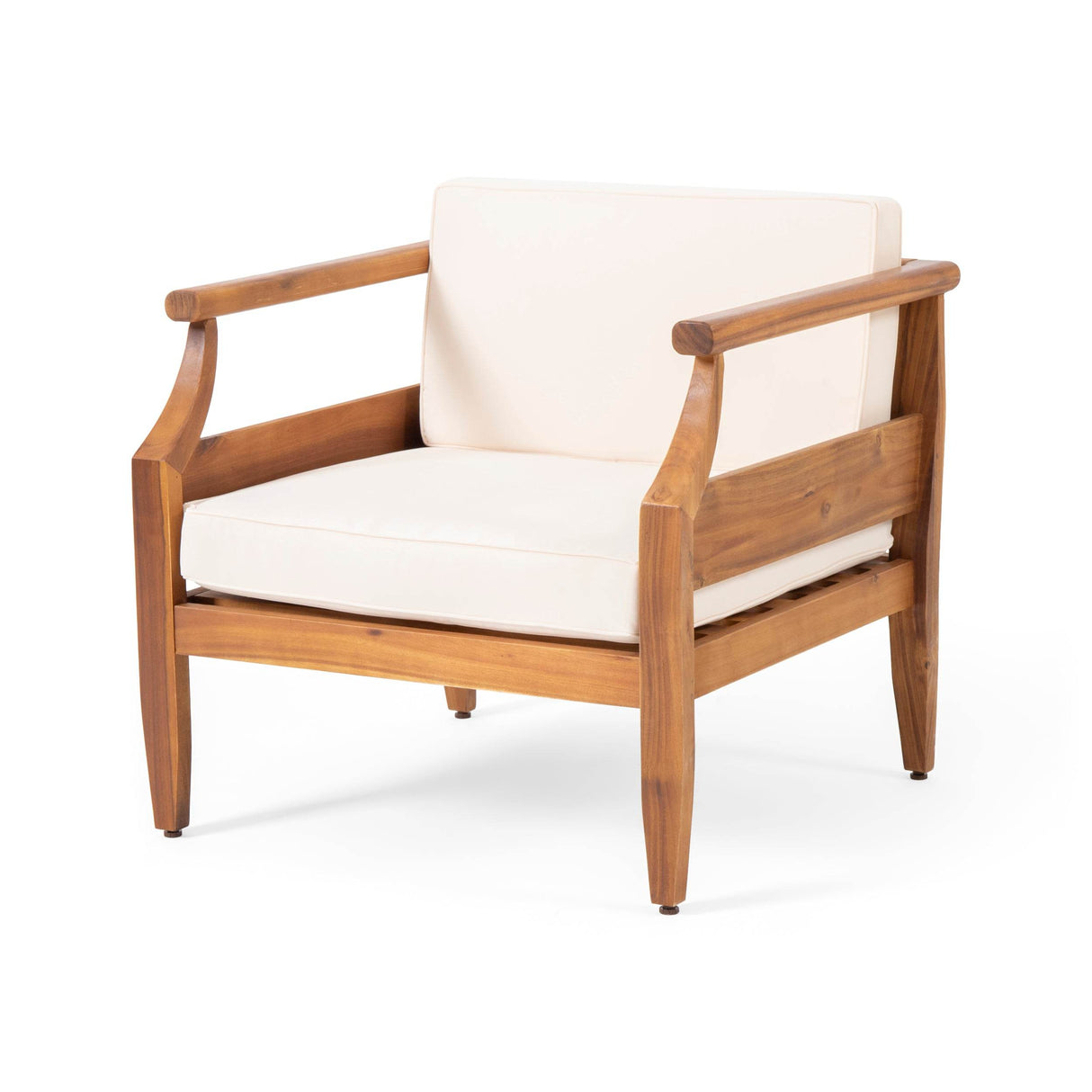 Set Of 2 Acacia Wood Outdoor Club Chairs Cream